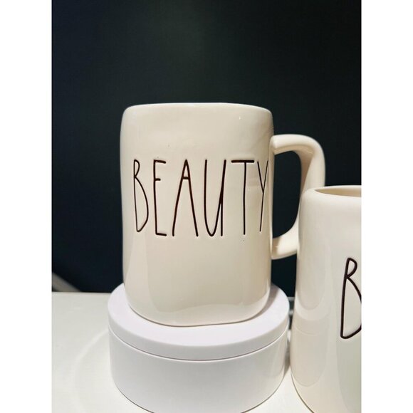 Rae Dunn “Beauty” & “Beast” Mug Set–Couple Mugs 16 oz | Like New|Farmhouse Decor - Picture 4 of 9